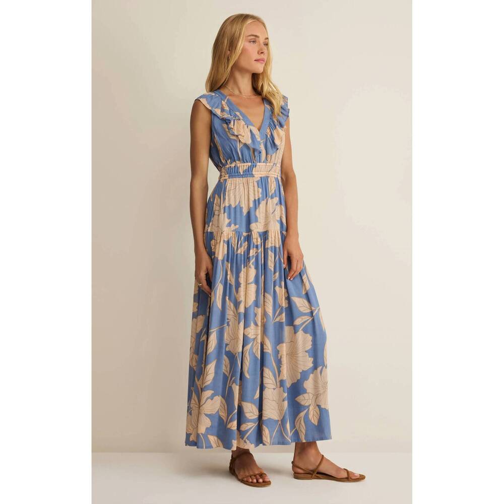 NEW Z SUPPLY malene bloom floral maxi dress in lake blue - Picture 4 of 5